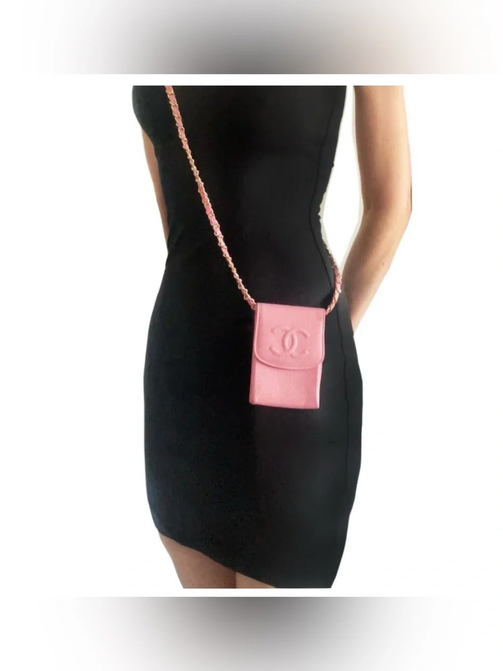 RARE CHANEL Vintage Mini Caviar Leather Pouch/Shoulder/Waist/Crossbody bag